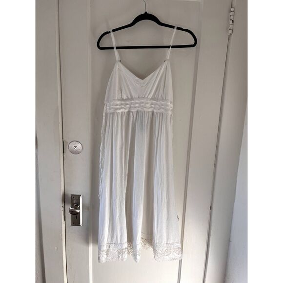 NWT Theory White Lace Up Summer Breezy Knee Length Dress Cotton Sundress Medium - Picture 1 of 6